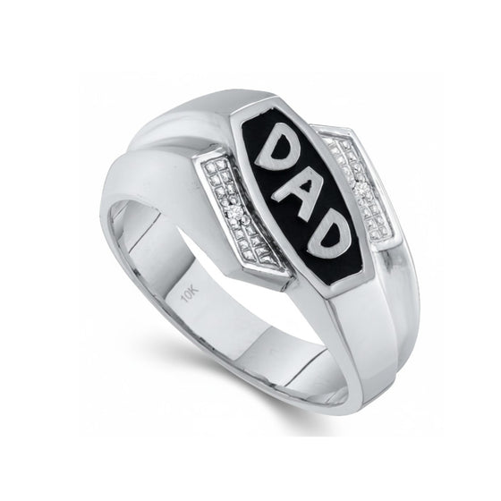 10K Gold Diamond Dad Father Ring .01 Cttw