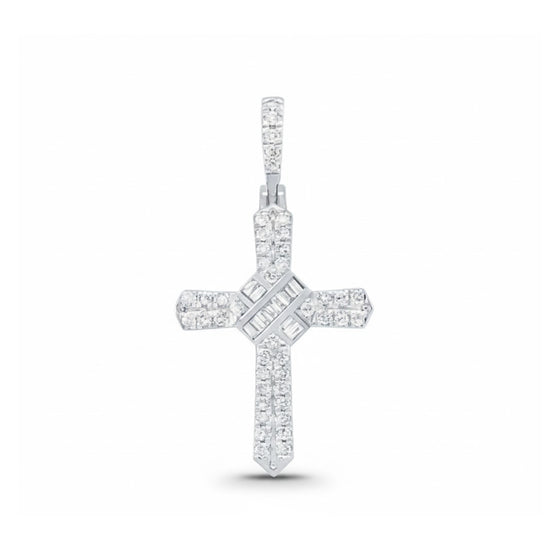 Colgante de cruz con diamantes naturales de 1/4 quilates - Oro de 10 quilates