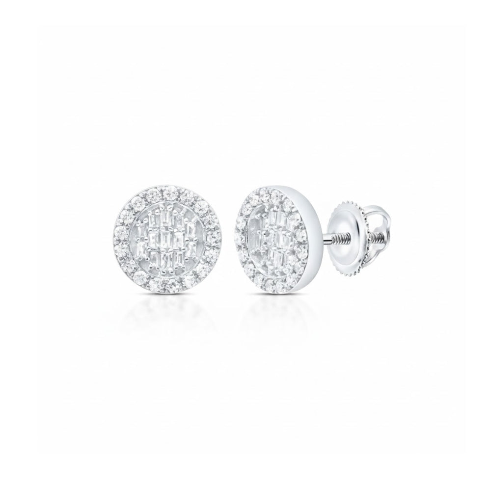 1/3CTW Round Baguette Diamond Earrings in 10K Gold