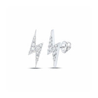 The 1/6CTW Round Diamond Bolt Lightning Stud Earrings in 10K yellow gold feature sparkling diamonds and a striking design, shown against a white background.
