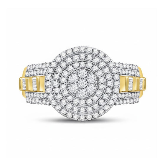10k Two-Tone Gold Diamond Circle Flower Ring
