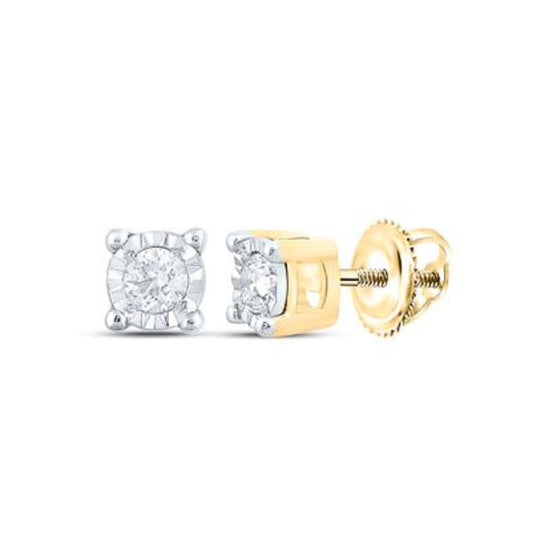 10k Yellow Gold Diamond Stud Earrings 1/5 Cttw