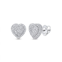 The 3/8CT Diamond Heart Earrings in 10K gold feature natural diamonds and secure screw-back closures, offering sparkling elegance for everyday wear. Displayed on a white background, these earrings add charm to any look.