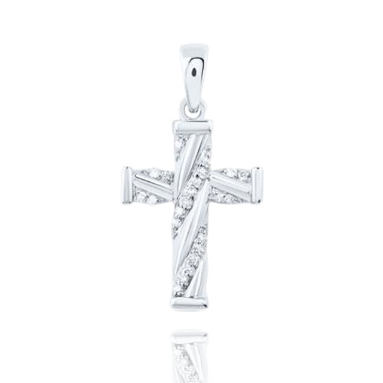 Colgante de cruz de diamantes de 1/20 CTW en oro de 10 quilates