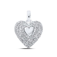 The 10k Gold Diamond Heart Pendant 1/4 Cttw features a heart-shaped design with sparkling diamonds, a smooth polished center, and a silver bail on top—ideal for adding to your favorite necklace.