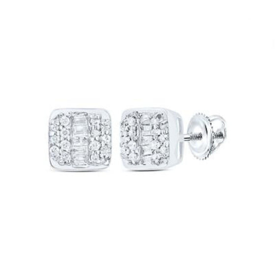 Aretes de diamantes con forma de cojín en oro de 10 k y 1/4 quilates