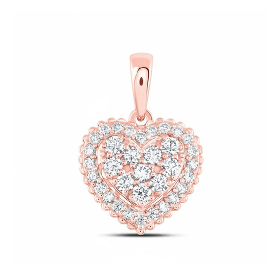 Colgante de corazón de diamantes de 1/2 CTW en oro de 14 quilates