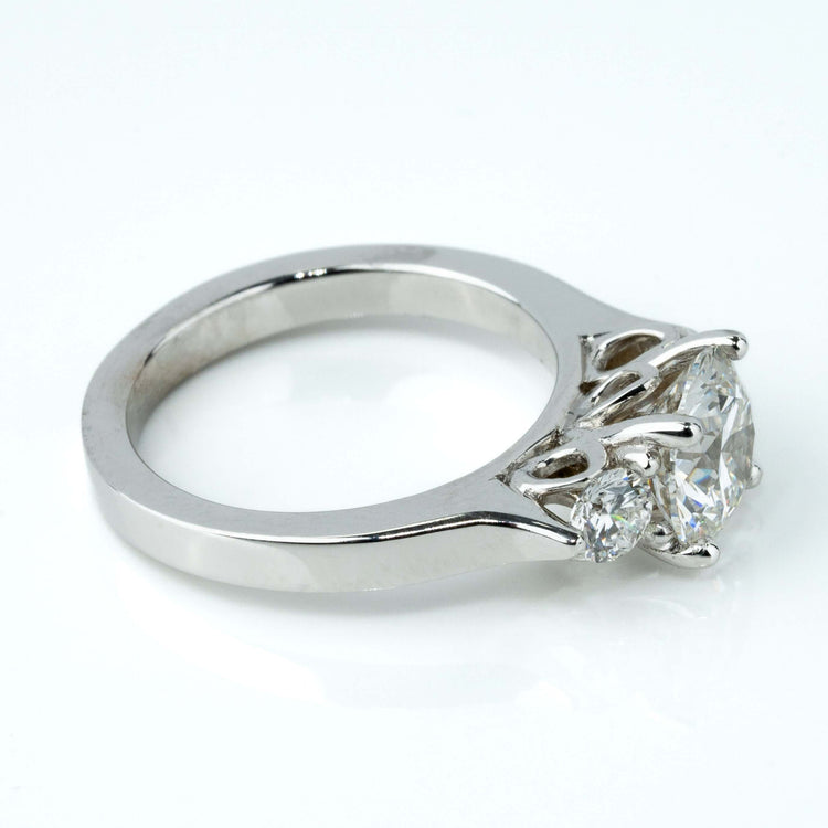 A dazzling 3.08CTW Round Trilogy Lab Diamond Engagement Ring in 14K white gold, featuring three sparkling lab-grown diamonds in a classic four-prong setting. Shown on a white background.