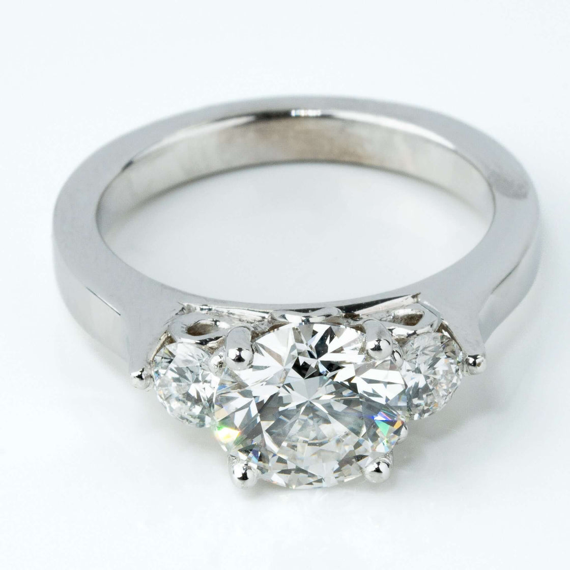 3.08CTW Round Trilogy Lab Diamond Engagement Ring – GOLDZENN