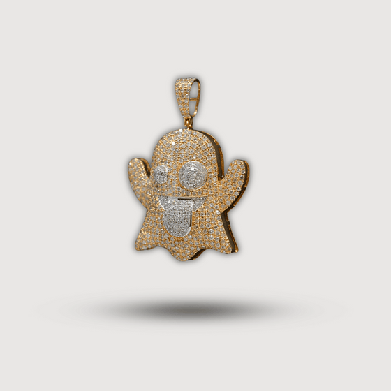 1.18 CTW Diamond Ghost Pendant in 14K Gold with sparkling natural diamonds, showcasing unique and edgy design for bold statement.