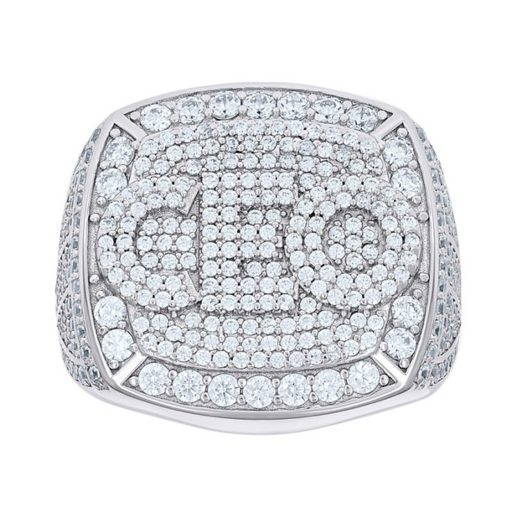 The Baguette Moissanite CEO Square Head Fashion Ring features bold "CEO" letters spelled out in shimmering moissanite baguettes, making it a standout piece for leaders who want to shine.