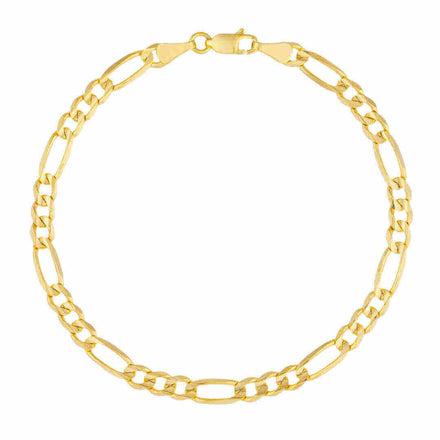 The Gold Figaro Bracelet - 6.5 mm, crafted in 14k gold with classic Italian design, stands out against a white background.