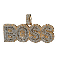 The Boss Diamond Pendant - 14k Yellow Gold spells out BOSS, encrusted with natural diamonds and features a diamond-studded loop for easy attachment to your favorite chain.