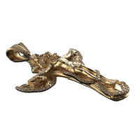 The 14K Gold Jesus Wing Cross Diamond Pendant showcases a detailed Jesus figure on a cross with wing accents and sparkling diamonds, beautifully photographed against a white background.