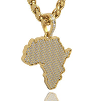 Elevate your style with the 14k Gold Africa Map Pendant with Diamonds, featuring sparkling stones and a gold outline that brings elegance and cultural pride to any look.