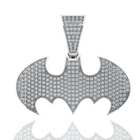 The Diamond Bat Emblem Pendant - 14k features the iconic Batman logo, encrusted with sparkling diamonds in 14K gold. This bold pendant is perfect statement jewelry for fans who want to shine.