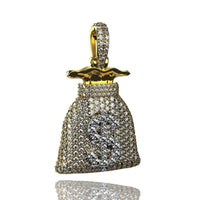 The Diamond Money Bag Pendant - 14k dazzles with sparkling diamonds, making it a standout statement piece.