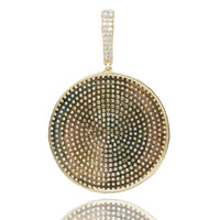 Crafted in 10k gold, the Bitcoin Pendant features a round, textured dotted surface and a zirconia-studded bail. This elegant piece shines beautifully against a white background, making it a standout accessory for any collection.