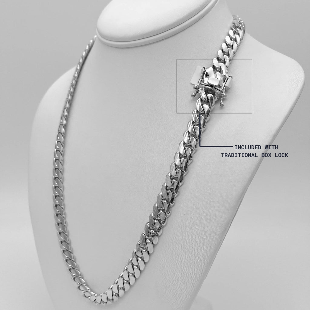 14mm Handmade Miami Cuban Link Chain - 950 Silver | GOLDZENN