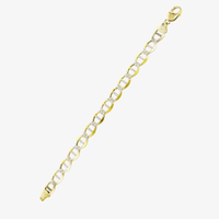 The Pave Mariner Bracelet - 7mm is a 10k gold bracelet with interlocking oval links, alternating plain and textured segments, and a lobster clasp, shown against a white background.