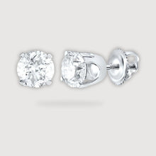  alt=" Discover 1CTW diamond solitaire earrings in 14k gold. Perfect for any attire, these earrings are sure to captivate attention. "