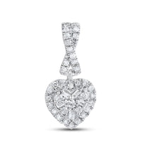 A 1/5 CTW diamond heart pendant in 10K gold, encrusted with small clear stones and featuring a looped, stone-decorated bail, displayed on a plain white background.
