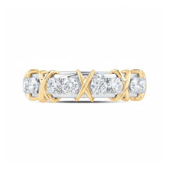 1CTW Diamond Ladies Band in 14k White & Yellow Gold