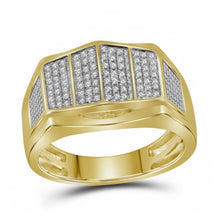  10k Yellow Gold Diamond Arched Square Cluster Ring 1/3 Cttw