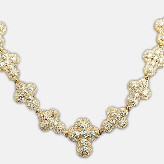 Gold 10K diamond cross chain featuring 34CTW lab-grown diamonds with a luxurious and bold design.