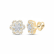 3/8CTW 10k Gold Flower Earrings