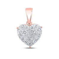 The 10K Gold 1/2 CTW Diamond Heart Pendant features a heart-shaped design set with sparkling natural diamonds and accented by a rose gold bail.