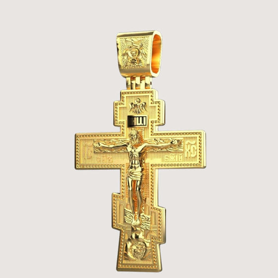 14k Gold Orthodox Cross PendantExplore the 14K Gold Orthodox Cross Pendant. A timeless men’s gold pendant featuring the intricate design of the Orthodox cross in polished 14K gold.