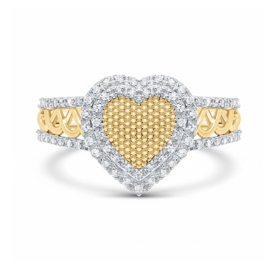 Anillo de regalo con forma de corazón de diamantes de 1/5 quilates en oro amarillo de 10 k