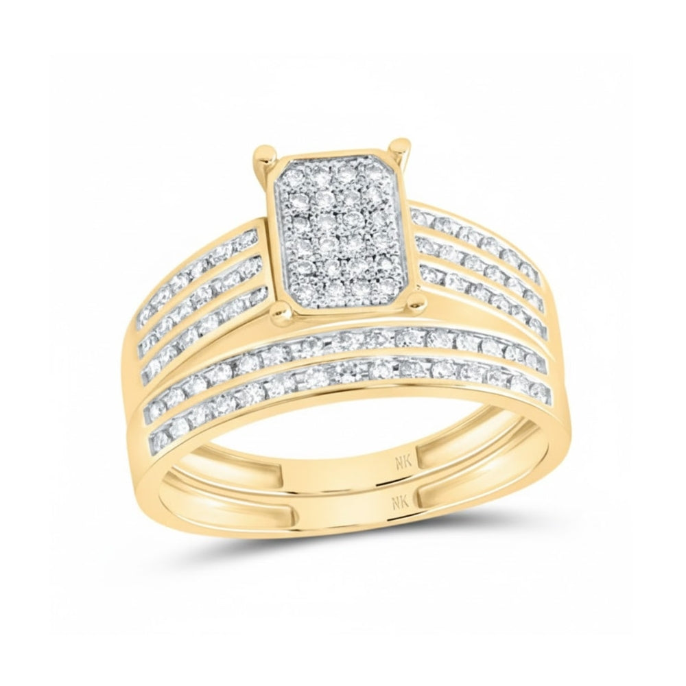 7/8CTW Diamond Emerald Trio Set in 10K Gold