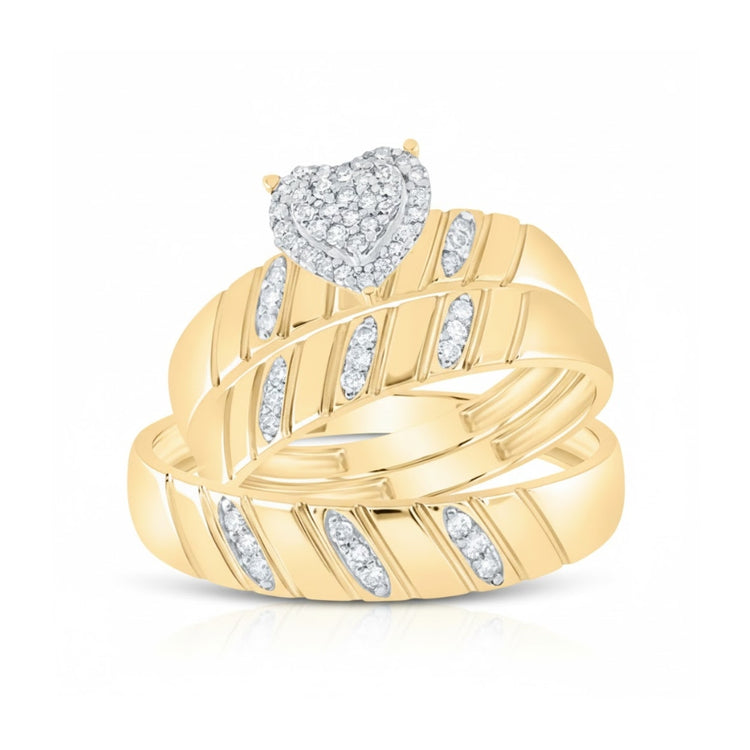 The 1/4CTW Diamond Heart Necklace features a heart-shaped diamond cluster in 10k gold, with grooved accents and sparkling diamond details for an elegant, nature-inspired look.
