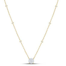  5/8CTW Round Diamond Fashion Cluster Ladies Necklace - 17" 14K Gold