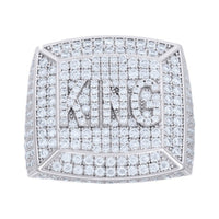 The Moissanite KING Square Head Fashion Ring features a bold KING engraving outlined with diamonds on a wide, sparkling square face, creating a luxurious and eye-catching design.