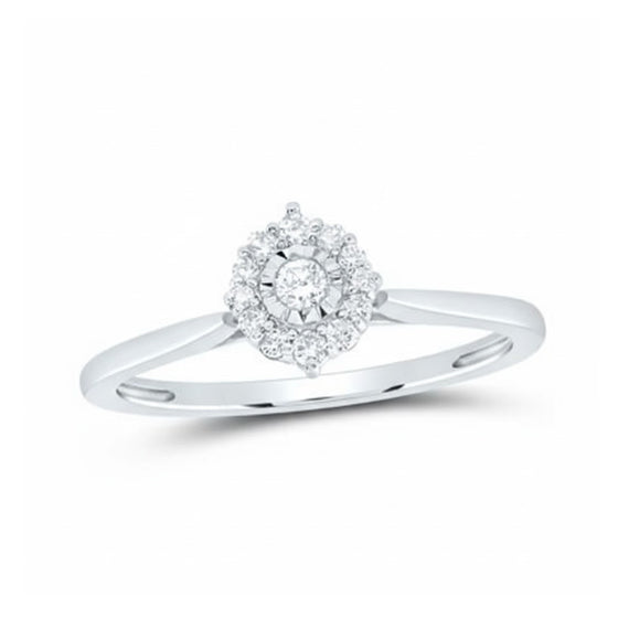 Anillo de compromiso de oro de 10 k con diamantes naturales de 1/6 CTW y CN Gift Promise