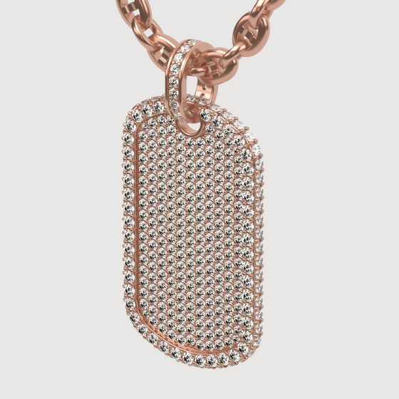 2.87 CTW diamond dog tag pendant in 14K gold, featuring meticulously set diamonds for a luxurious and sophisticated look.