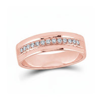 The 14k Gold Single Row Diamond Wedding Band – 1/5 Cttw features channel-set round diamonds in a polished, modern design.