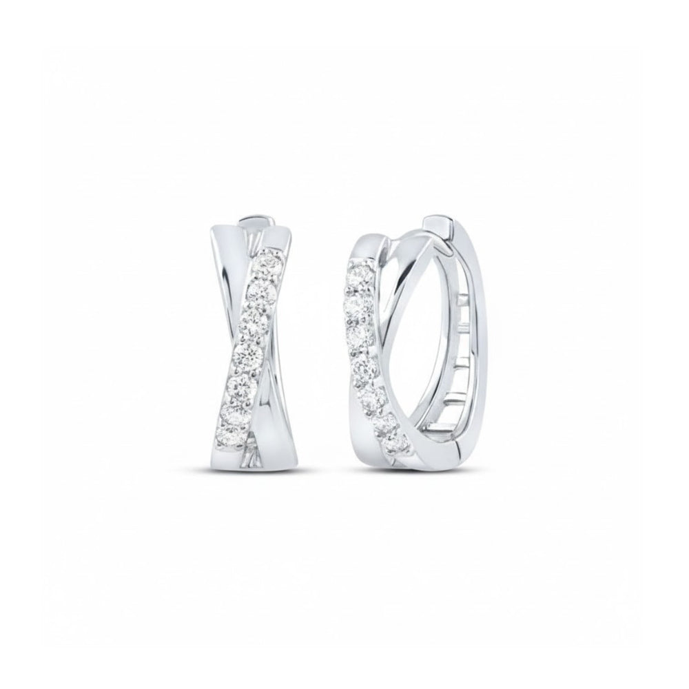10k Gold Round Diamond Hoop Earrings – 1/6 Cttw