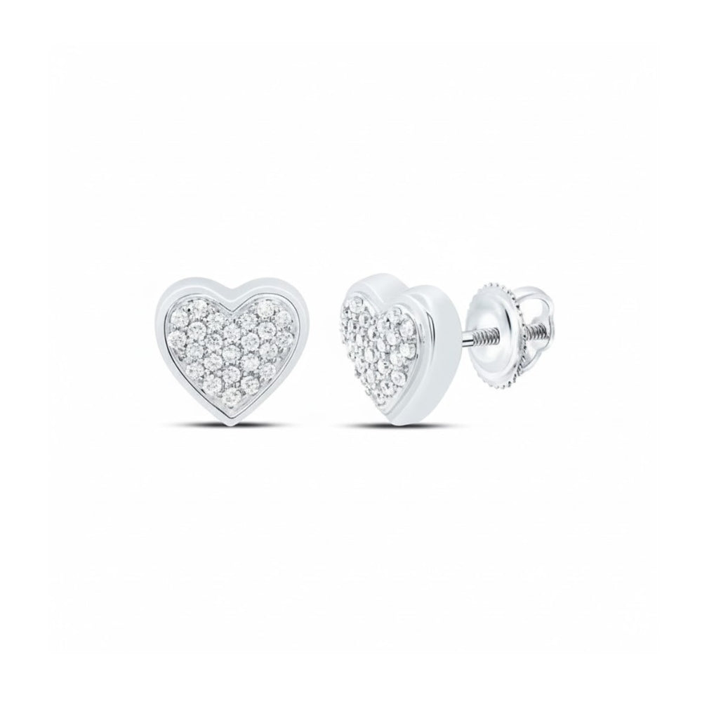 1/8CT Diamond Heart Earrings in 10K Gold
