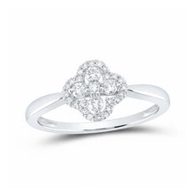  10k White & Rose Gold Diamond Clover Ring 1/4 Cttw