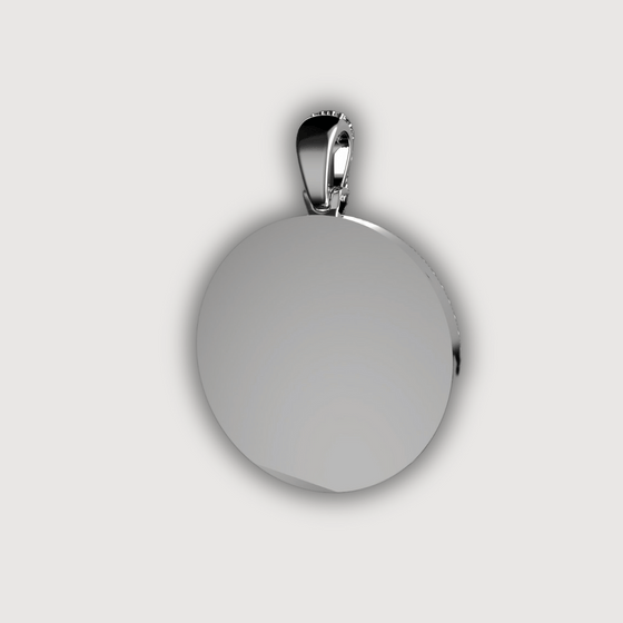 Sterling silver round disc pendant with a smooth, polished finish.