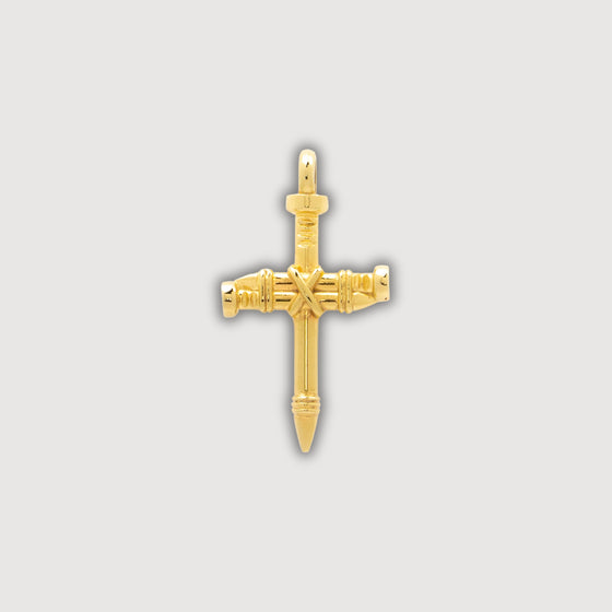 alt=" Discover the bold Gold Nail Cross Pendant for men. Crafted in premium gold, this pendant combines timeless faith with modern style. "