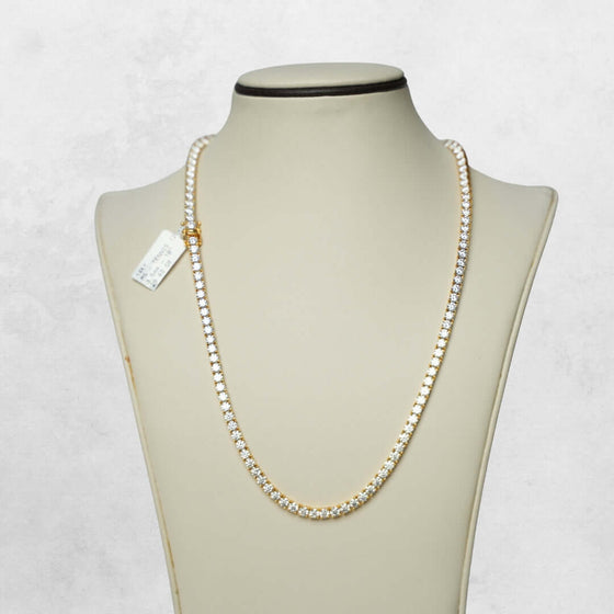 Moissanite Tennis Chain - 3.5MM Stunning 3.5MM moissanite tennis chain in 14k gold (yellow, white, rose). Available in 16"-22". Ready to ship! Experience brilliance and luxury today.