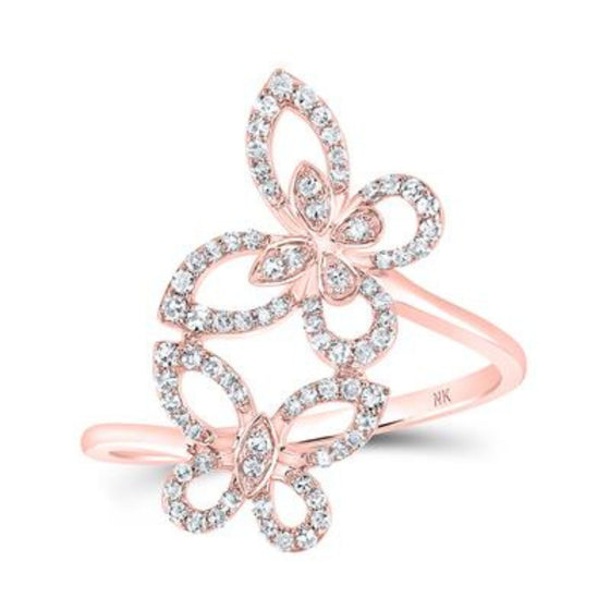 1/4CTW Diamond Fashion Butterfly Ladies Ring - 10K Gold