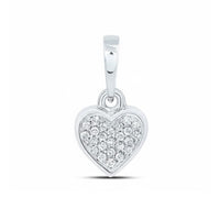 A 1/20CTW 10k gold heart pendant in yellow, white, and rose gold displayed on a white background.