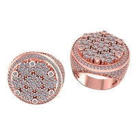 The Round Cluster Diamond Ring – 4.65 CT Gold Design features a wide rose gold band topped with a bold, sparkling cluster of multiple small diamonds for a striking modern look.