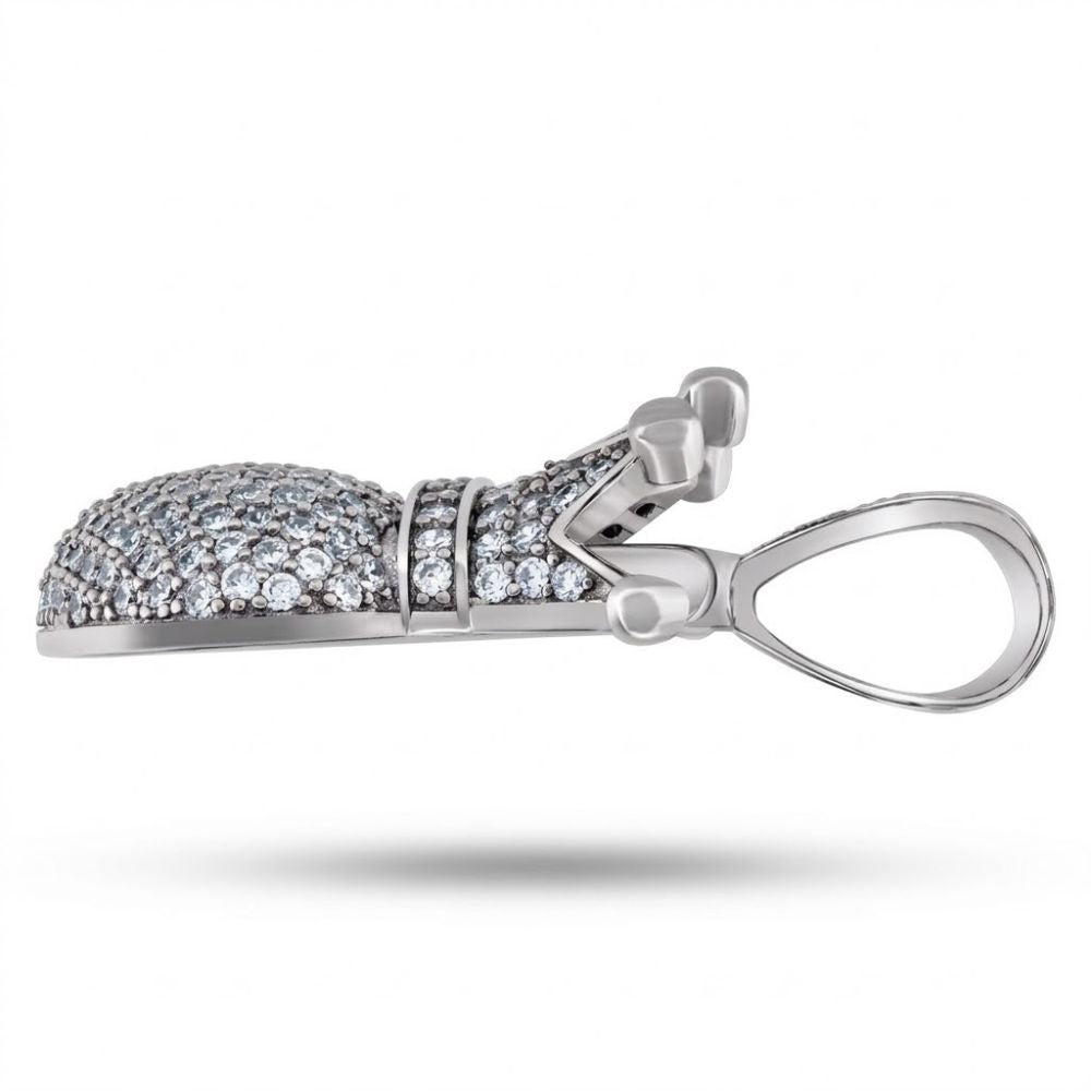 A 925 Sterling Silver Crown Heart Pendant is displayed in profile against a white background.